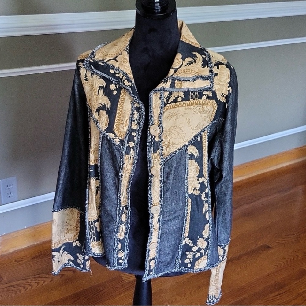 Chic Denim and Gold Women's Jean Jacket
